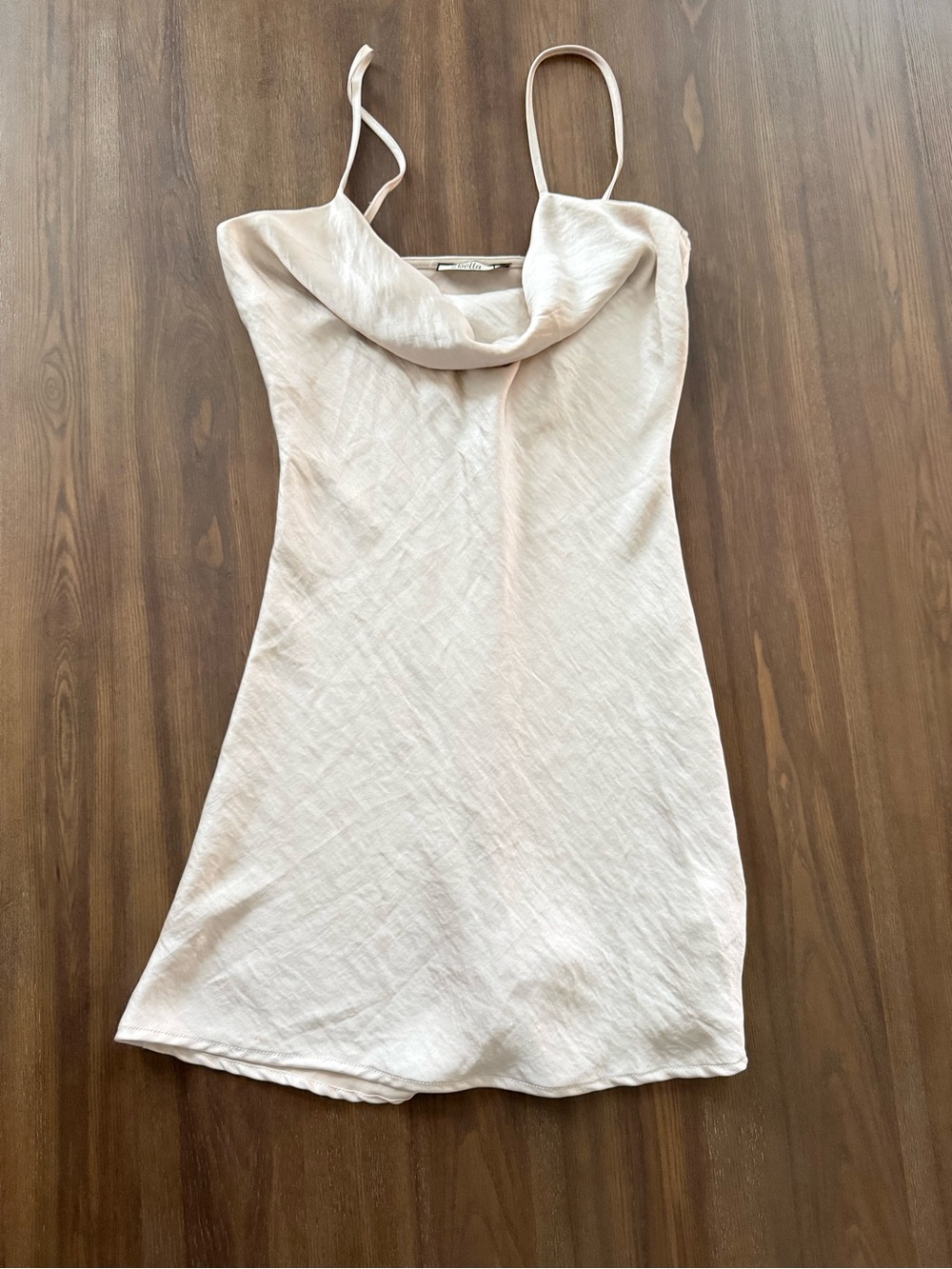 Cowl Neck Mini Slip Dress in Soft Cream